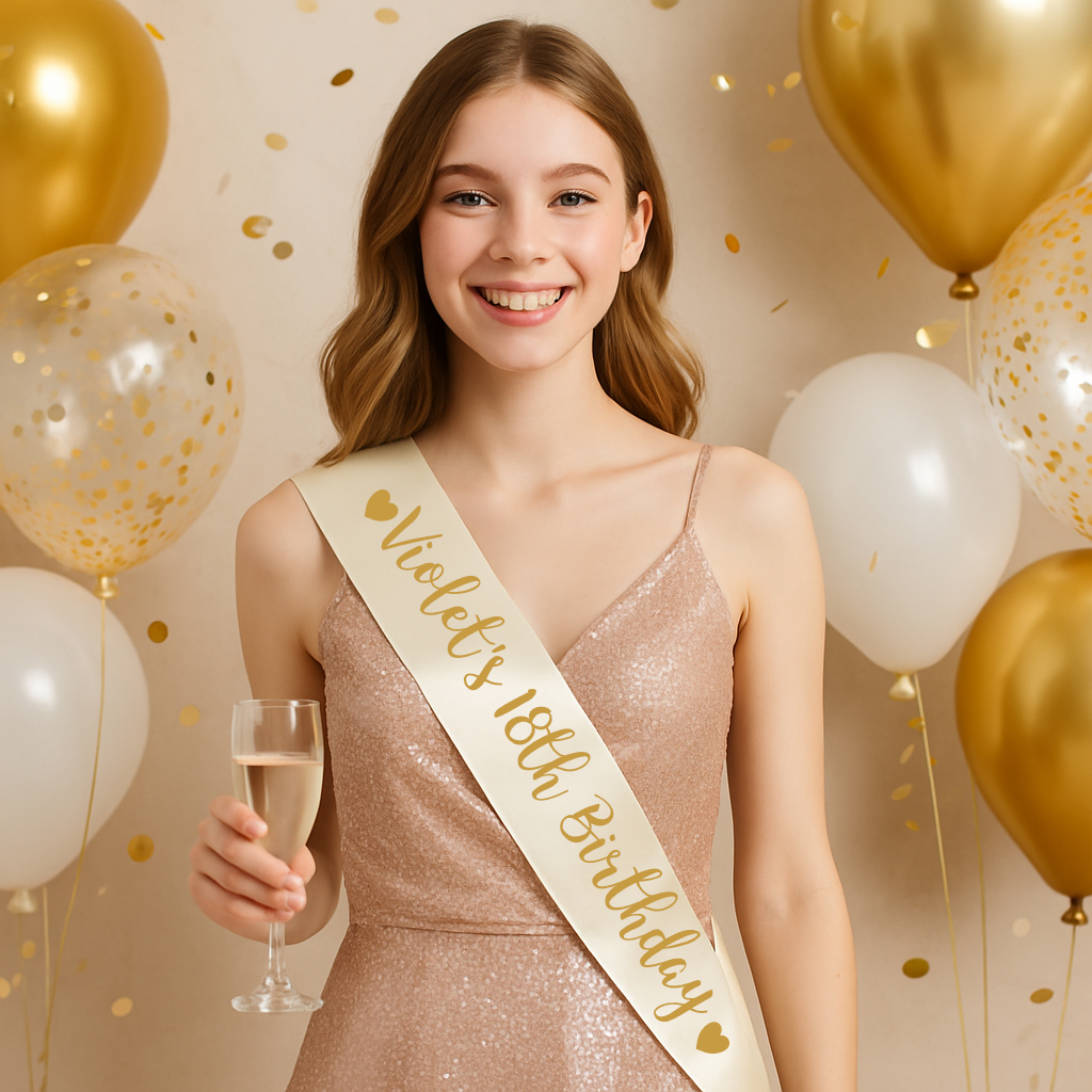 Personalised Satin sash available in a range of colours