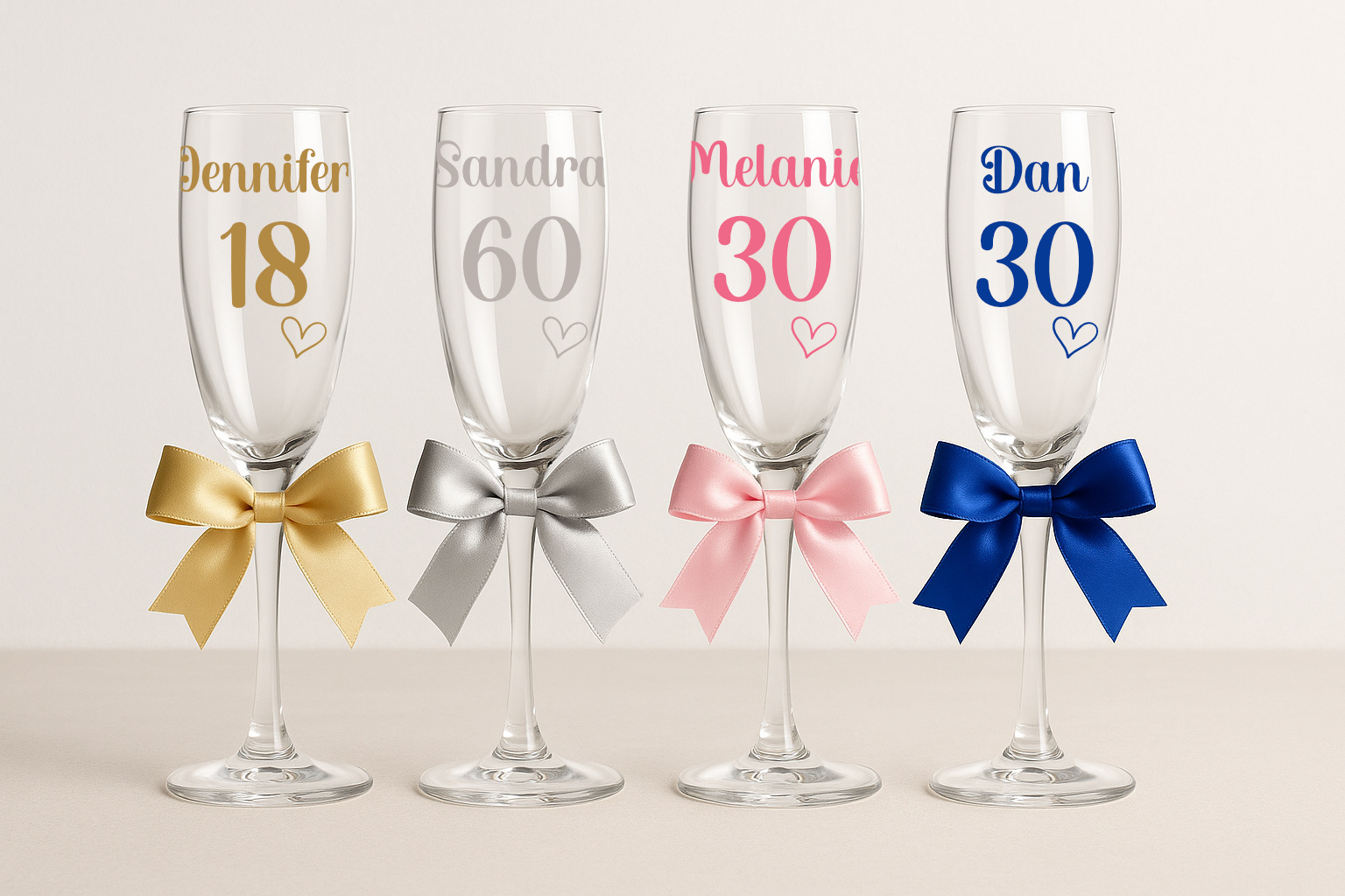 Personalised Birthday Champagne Flute with Ribbon