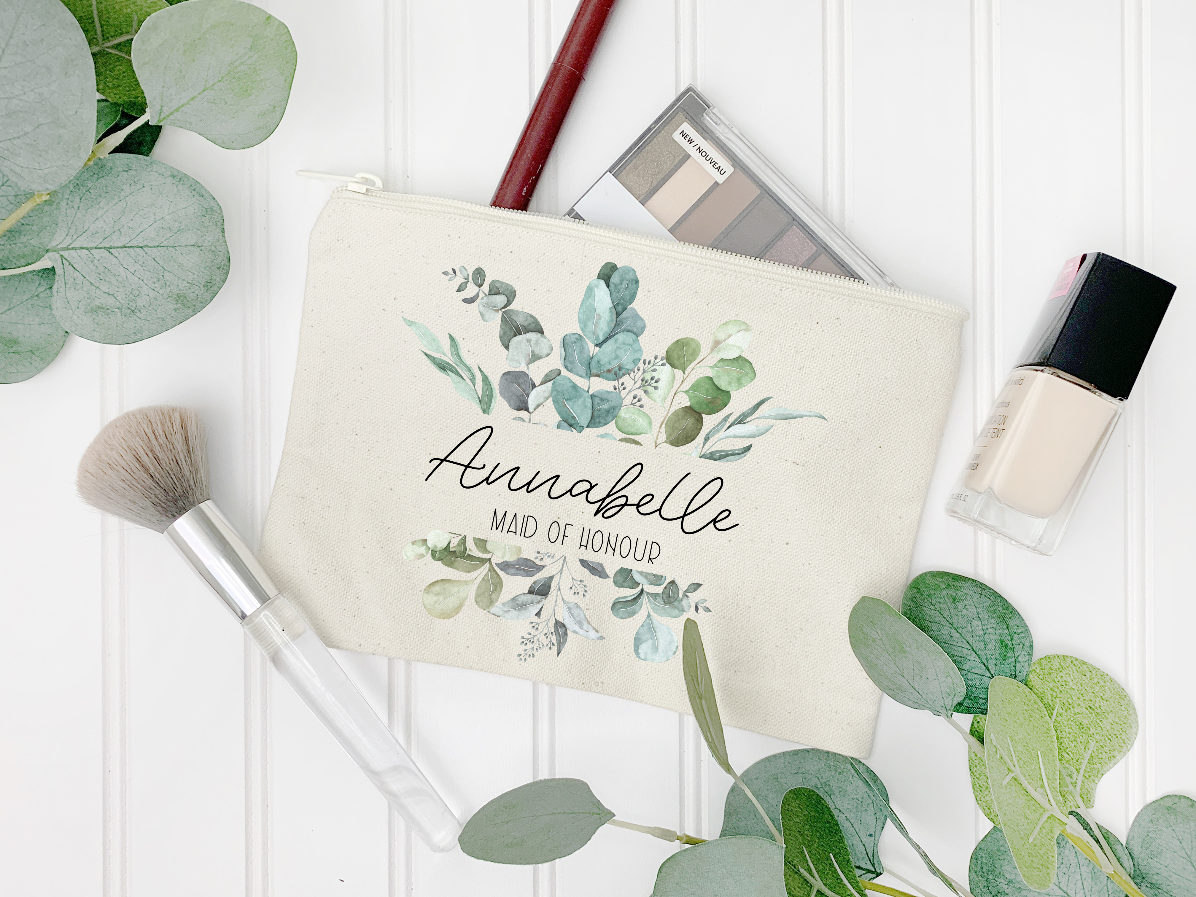 Personalised canvas cosmetic bag available in 3 sizes