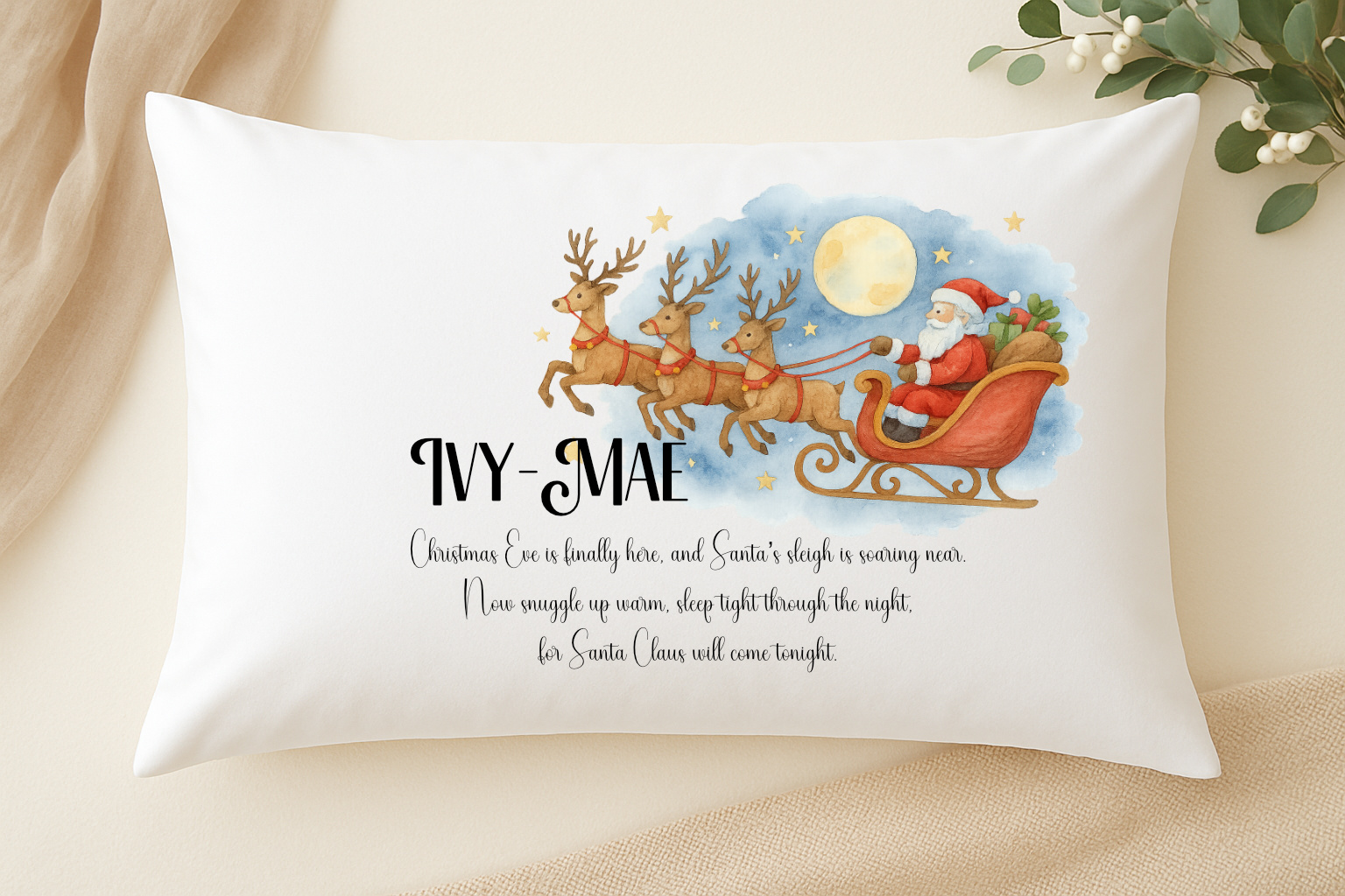 Night Before Christmas personalised pillowcase
