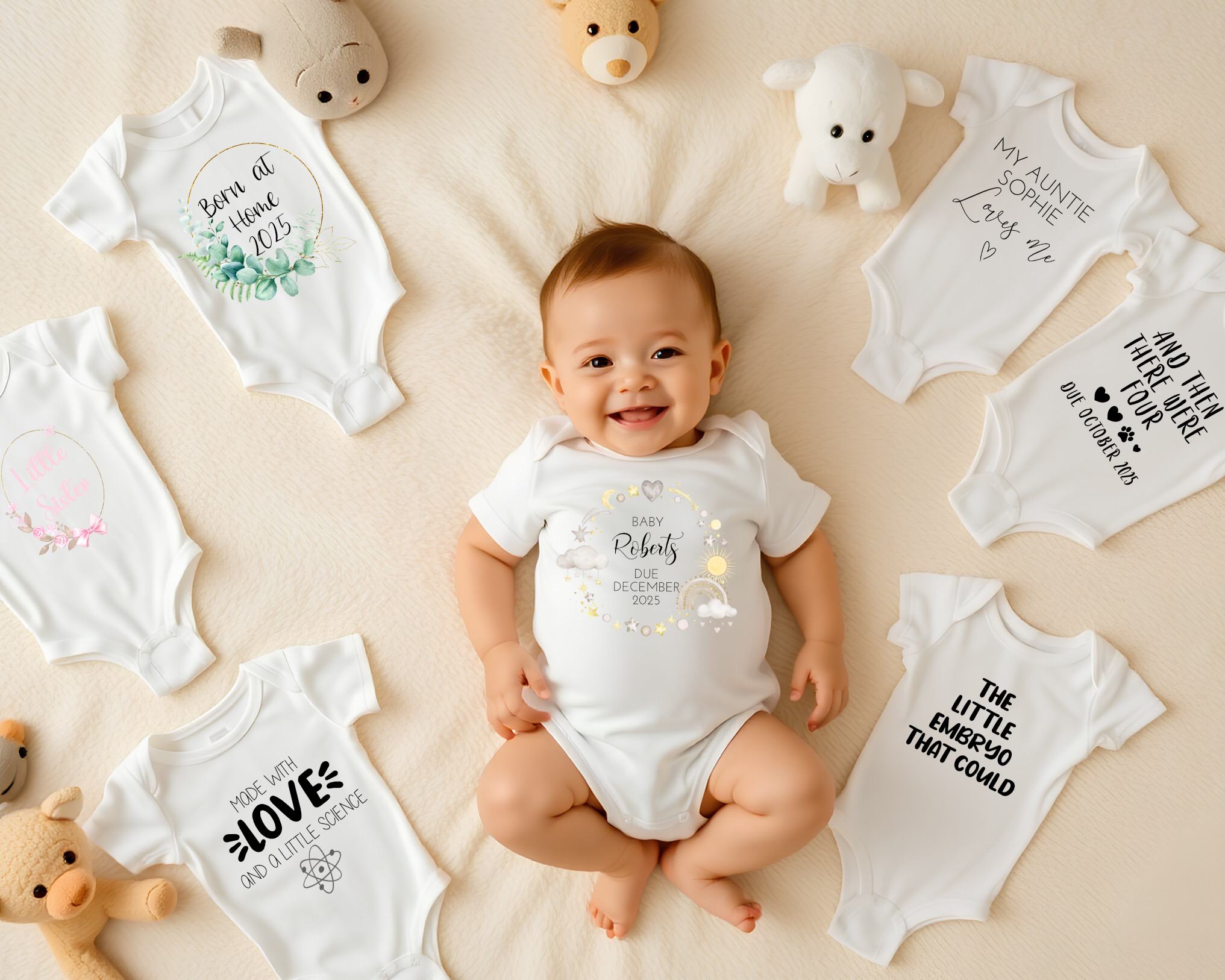 personalised baby bodysuit - baby due and date