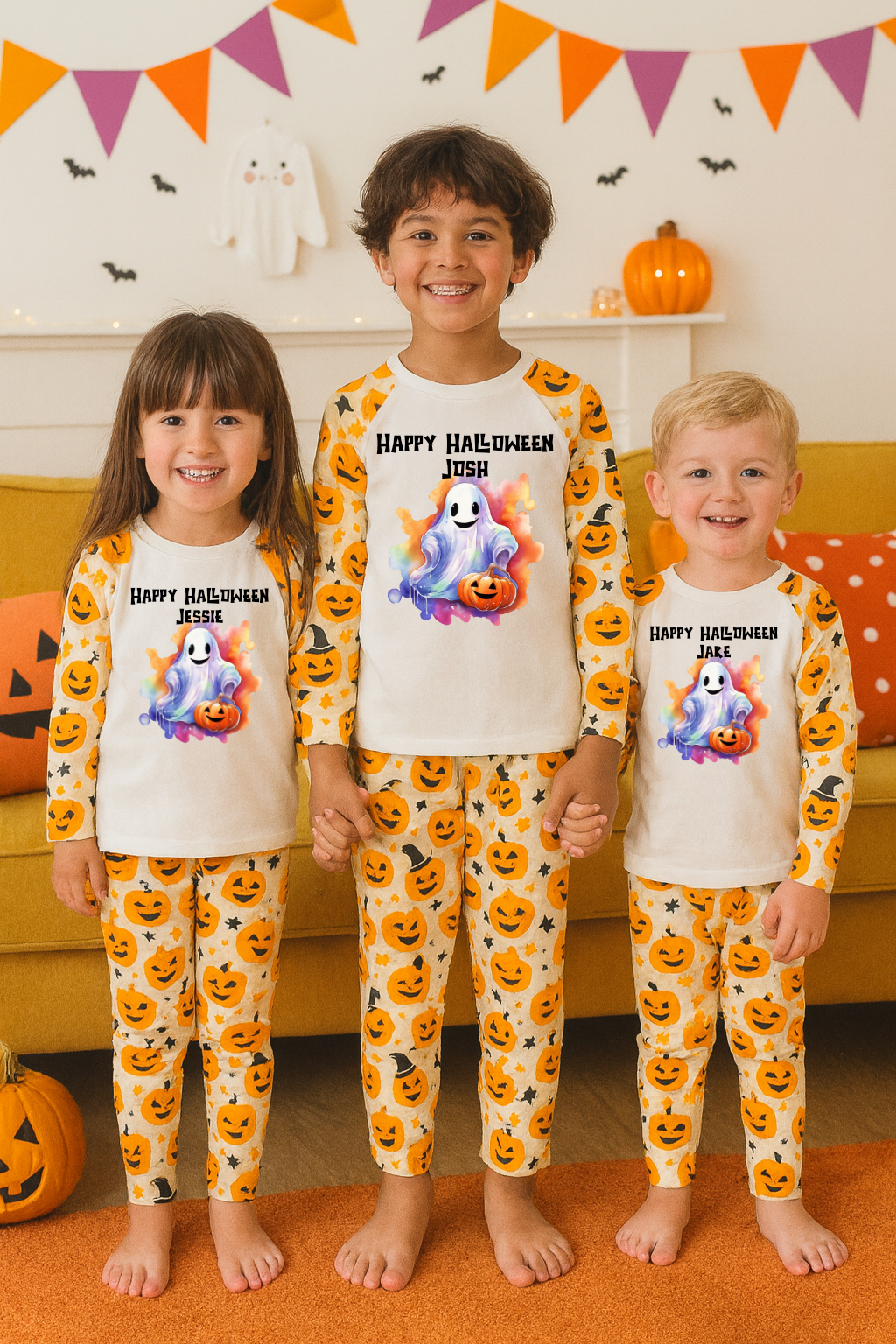 Pumpkin and ghost pyjamas for kids