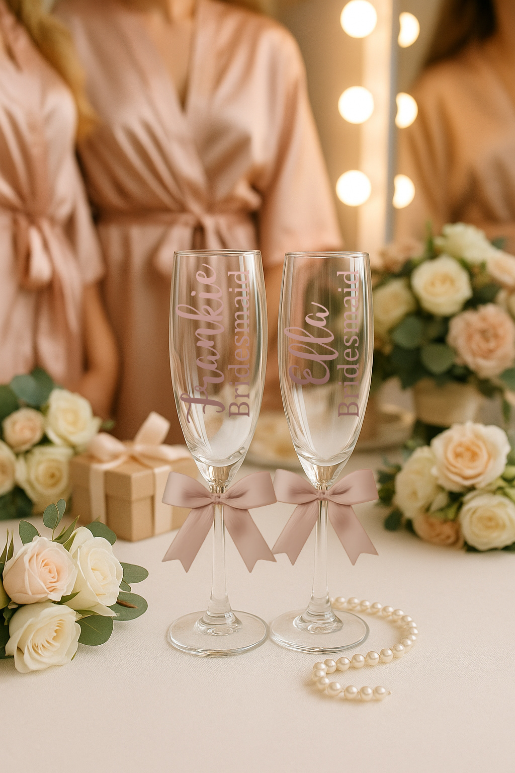 personalised champagne flutes for bridesmaids and wedding party